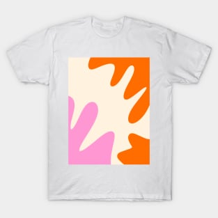 Abstract modern shapes orange, pink and cream T-Shirt